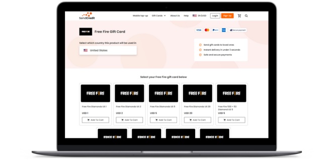 free fire gift card purchase