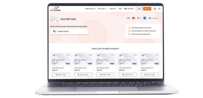 buy visa gift card from send credit