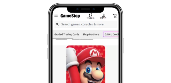buying nintendo card from gamestop