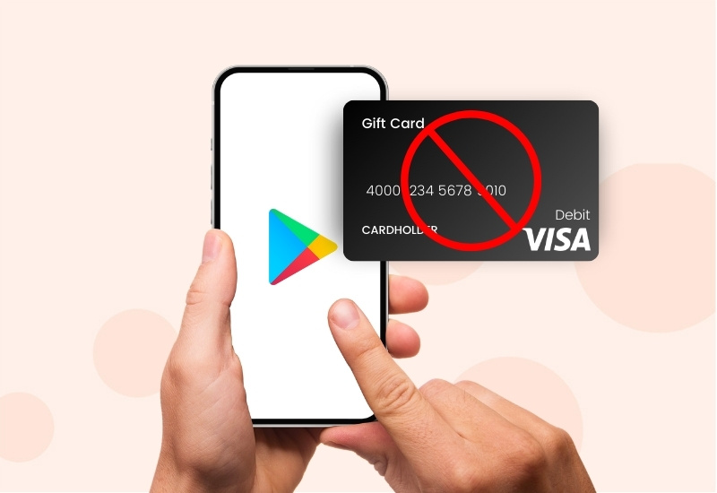 why cannot add visa gift card to google play