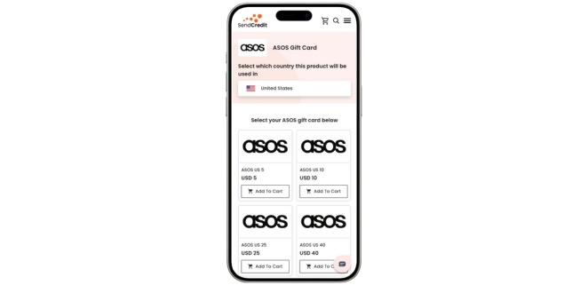 how to buy asos gift card from send credit to redeem it later