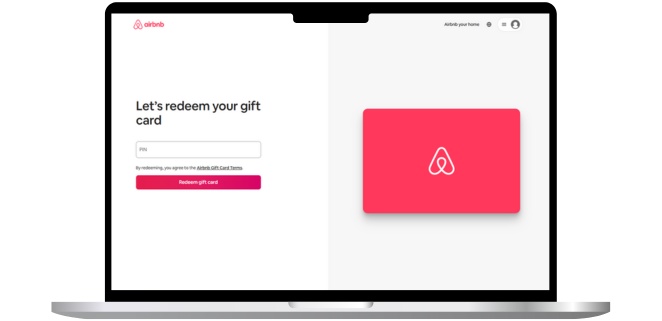 steps to redeem airbnb gift card from browser online