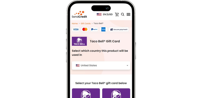 how to buy taco bell gift card from send credit