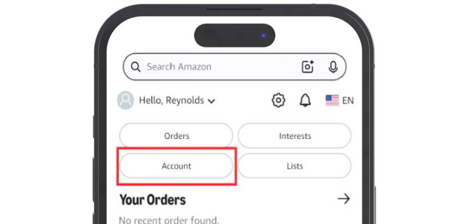 Click the Account button in mobile