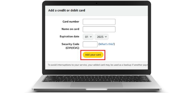 Click Add your card button.