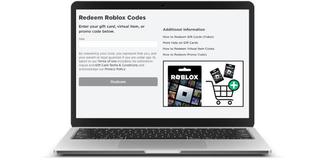 Redeem Roblox Codes on laptop